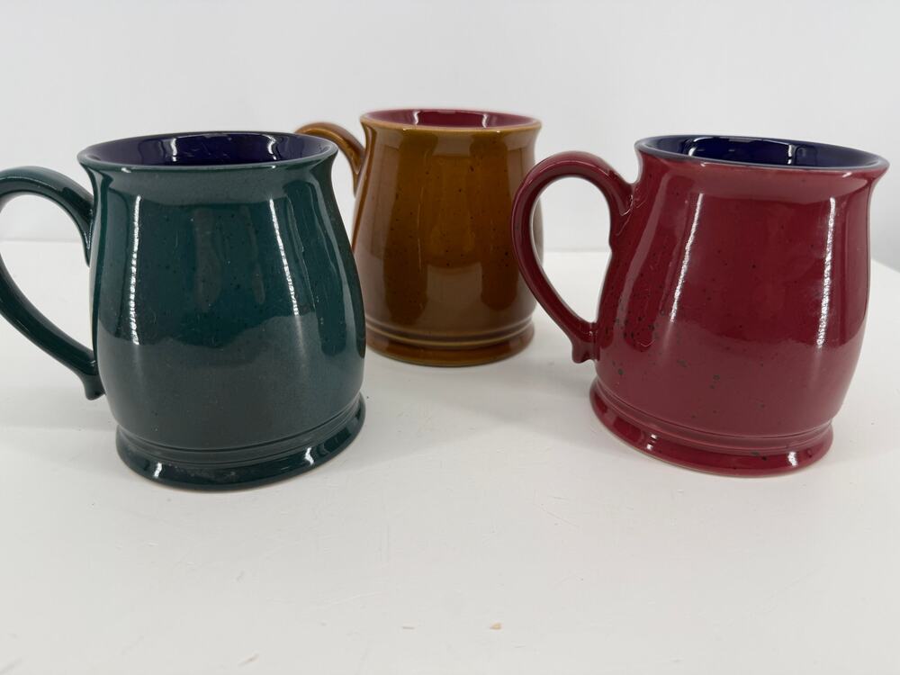 Gibson Housewares Stoneware Mug Set of 3 Jewel Tone Speckled Coffee Cups